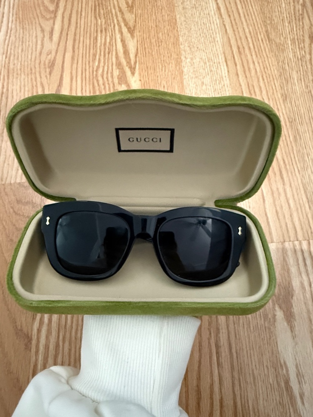 Gucci Black Square Sunglasses with Gold Accent